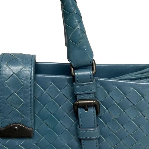Bottega Veneta Handbag Small Roma Bag Blue Green Leather - Picture 15 of 16